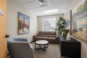 Morningside office with furniture and national park artworks in St. George UT