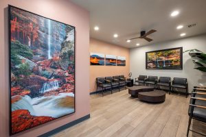 Artwork and seating available at the Ventana location